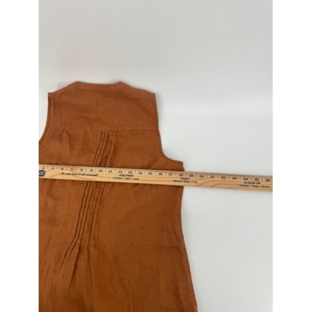 Quince European Linen Sleeveless Swing Dress Womens Small Terracotta Pintuck - Picture 7 of 12